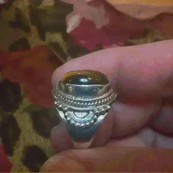 HandCrafted Sterling Silver 925 Stamped Genuine Tiger Eye Ring 7 - Picture 8 of 12